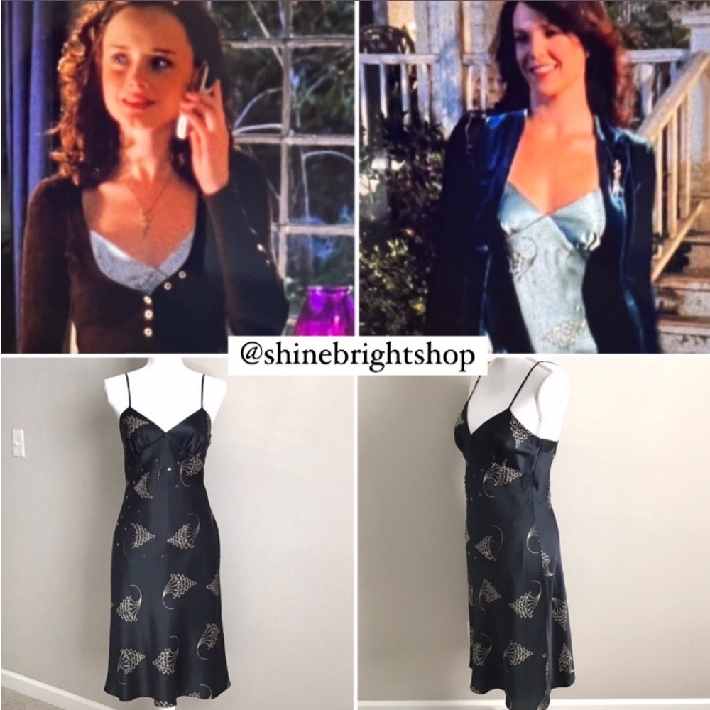 Rare Vintage Early 2000s Silk Embellished Dress ALT. ASO Gilmore Girls - Picture 2 of 15